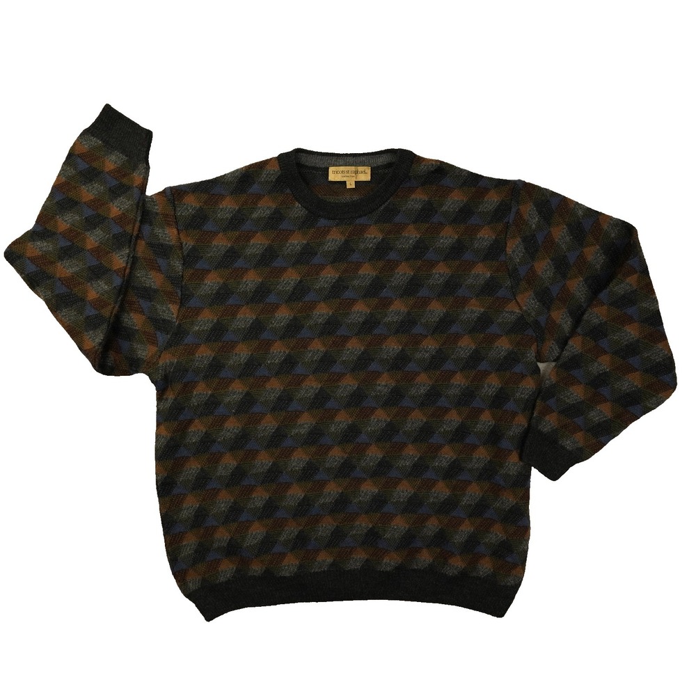 Tricots St Raphael Vintage Sweater Men's Large Geometric Wool Blend Grandpa